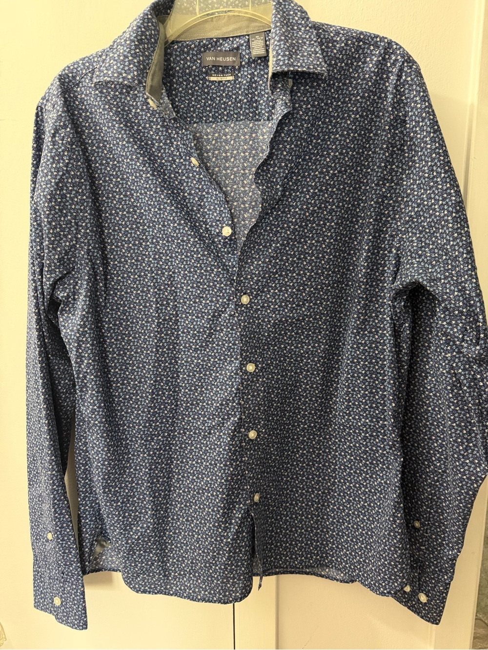 Van Heusen Navy Blue Micro-Print Button-Down Shirt